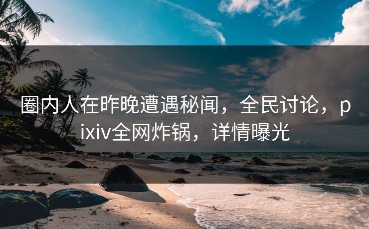 圈内人在昨晚遭遇秘闻,全民讨论,pixiv全网炸锅,详情曝光