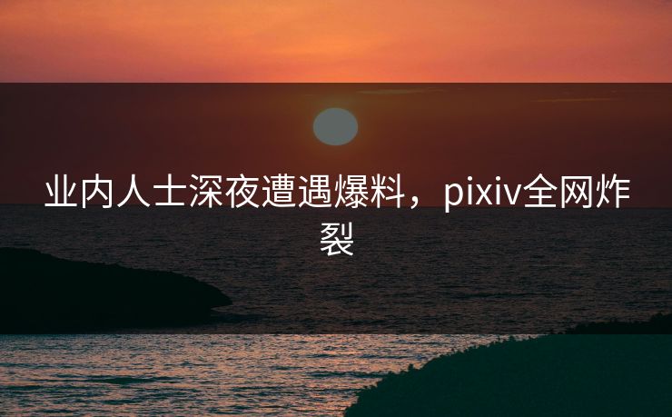 业内人士深夜遭遇爆料,pixiv全网炸裂
