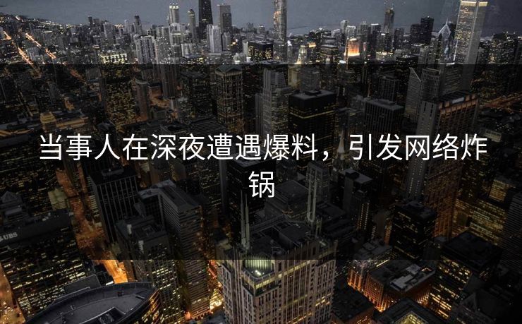 当事人在深夜遭遇爆料,引发网络炸锅