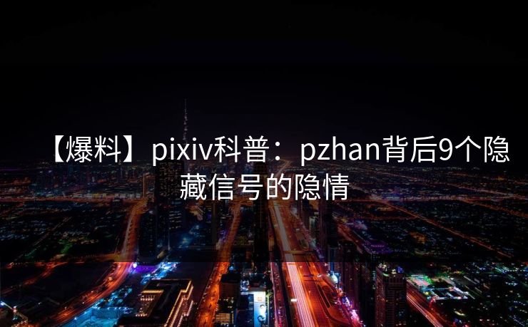 【爆料】pixiv科普:pzhan背后9个隐藏信号的隐情 【爆料】pixiv科普:pzhan背后9个隐藏信号的隐情