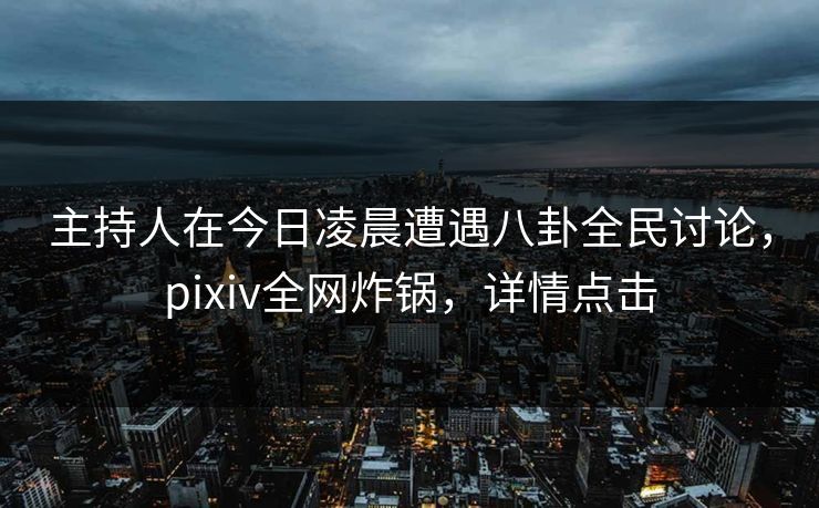 主持人在今日凌晨遭遇八卦全民讨论，pixiv全网炸锅，详情点击