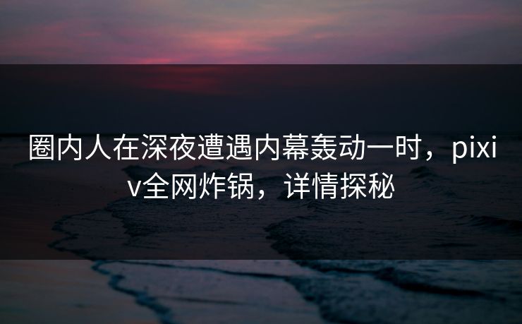 圈内人在深夜遭遇内幕轰动一时,pixiv全网炸锅,详情探秘
