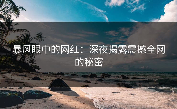 暴风眼中的网红:深夜揭露震撼全网的秘密
