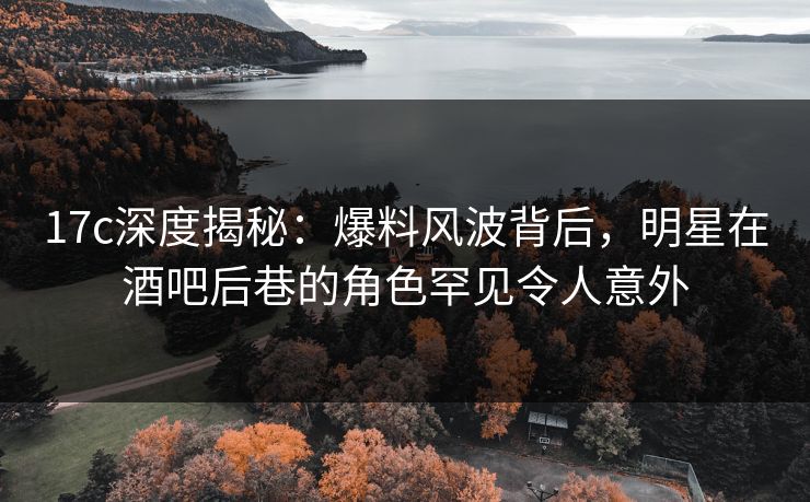 17c深度揭秘:爆料风波背后,明星在酒吧后巷的角色罕见令人意外