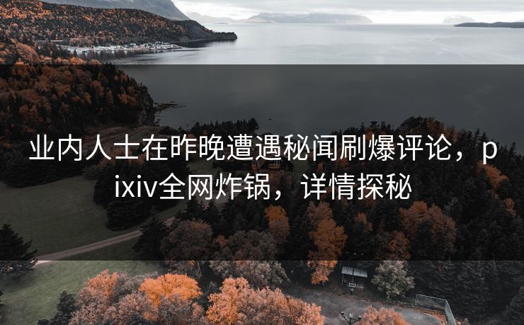 业内人士在昨晚遭遇秘闻刷爆评论,pixiv全网炸锅,详情探秘