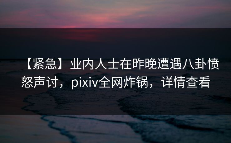 【紧急】业内人士在昨晚遭遇八卦愤怒声讨,pixiv全网炸锅,详情查看