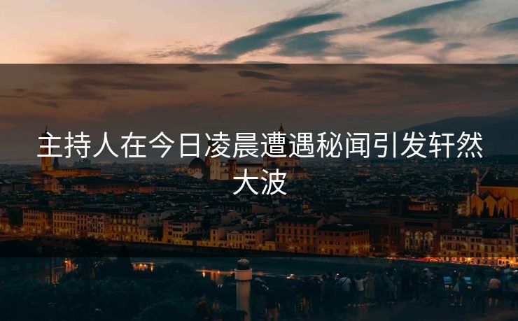 主持人在今日凌晨遭遇秘闻引发轩然大波