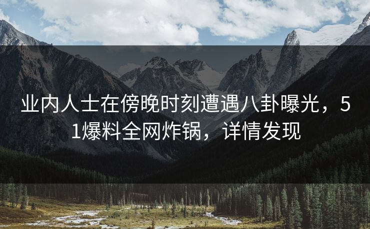 业内人士在傍晚时刻遭遇八卦曝光，51爆料全网炸锅，详情发现