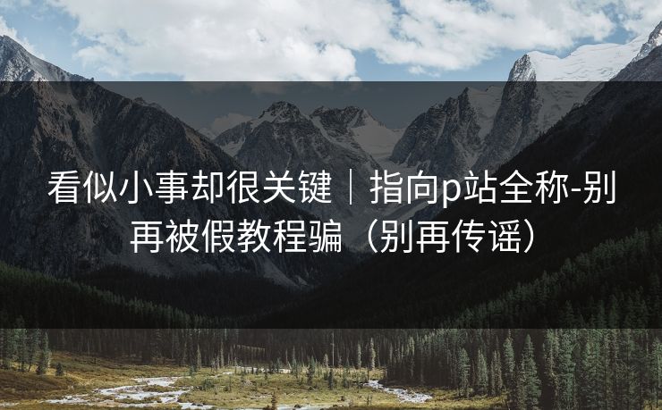 看似小事却很关键｜指向p站全称-别再被假教程骗（别再传谣）